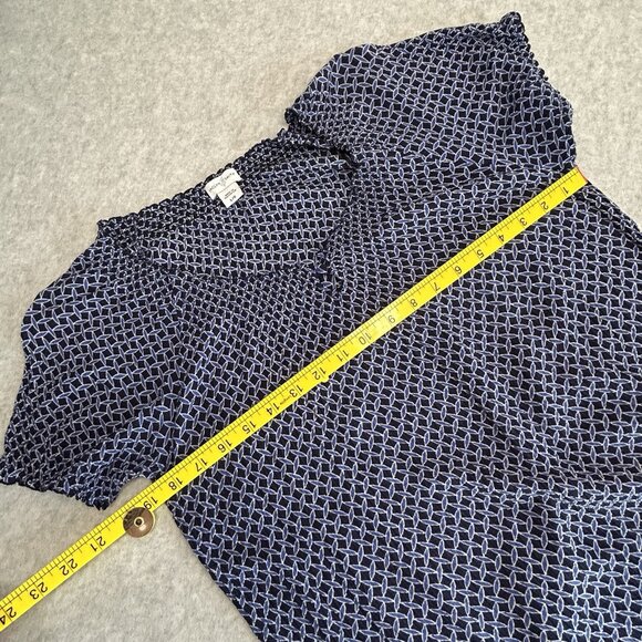 JACLYN SMITH Womens Blouse L Blue Geometric Rayon Raglan Sleeve Stretch Neck - Picture 4 of 7